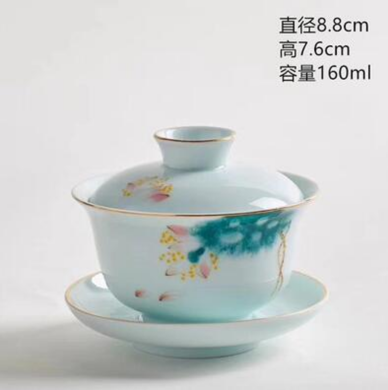 Gaiwan Jingdezhen Blue and White Porcelain Tea Bowl Celadon White Cup