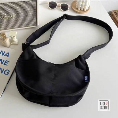 Canvas Bag Messenger Solid Color Handbags Shoulder Underarm Bag Crossbody Purse
