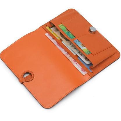 Genuine Leather Passport Cover Unisex Organizer Wallet Long Purse Hasp Money Bag