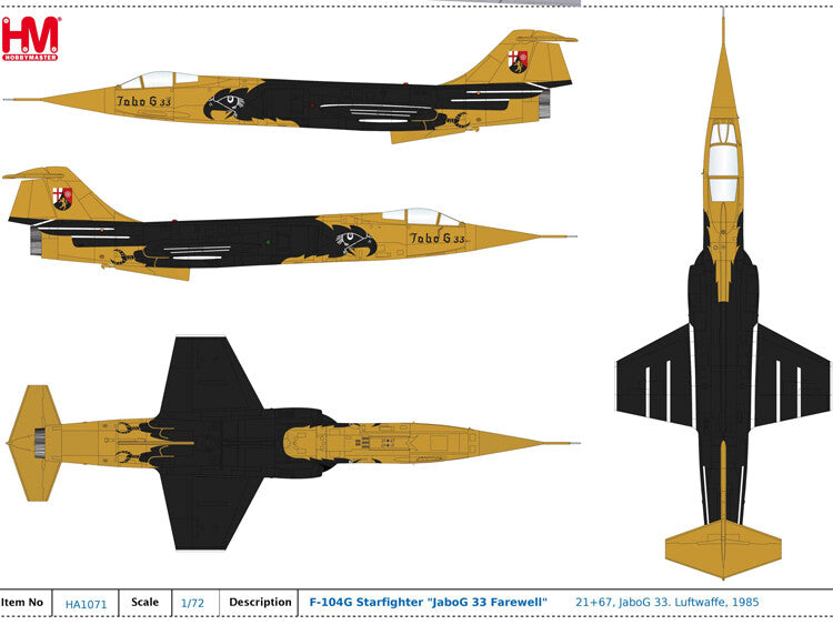 HM 1/72 F104 fighter model F-104G "JaboG 33 Farewell" 22+67 Germany 1985