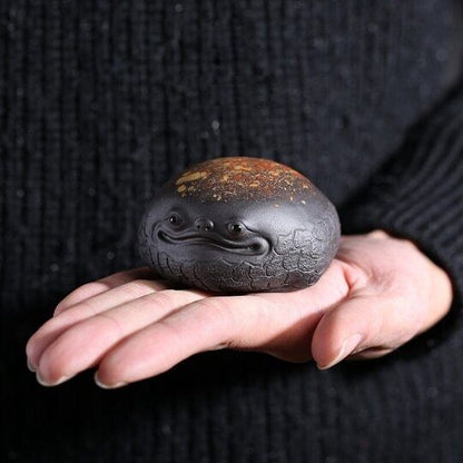 Lucky Toad Purple Clay Teapet Tea Boat Decoration for Home Decor