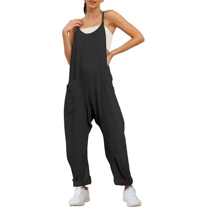 Women's Ladies Strappy Causal Loose Dungarees Jumpsuit Romper Baggy Overalls USA