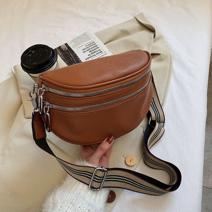 Wide Strap Messenger Bag Soft Leather Crossbody Large Sling Shoulder Purse 1 PC