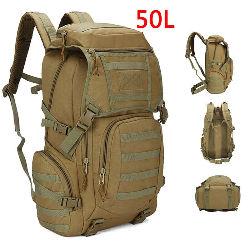 Tactical Backpack Camping Hiking Daypack Army Rucksack Sport Hunting Bag 50L