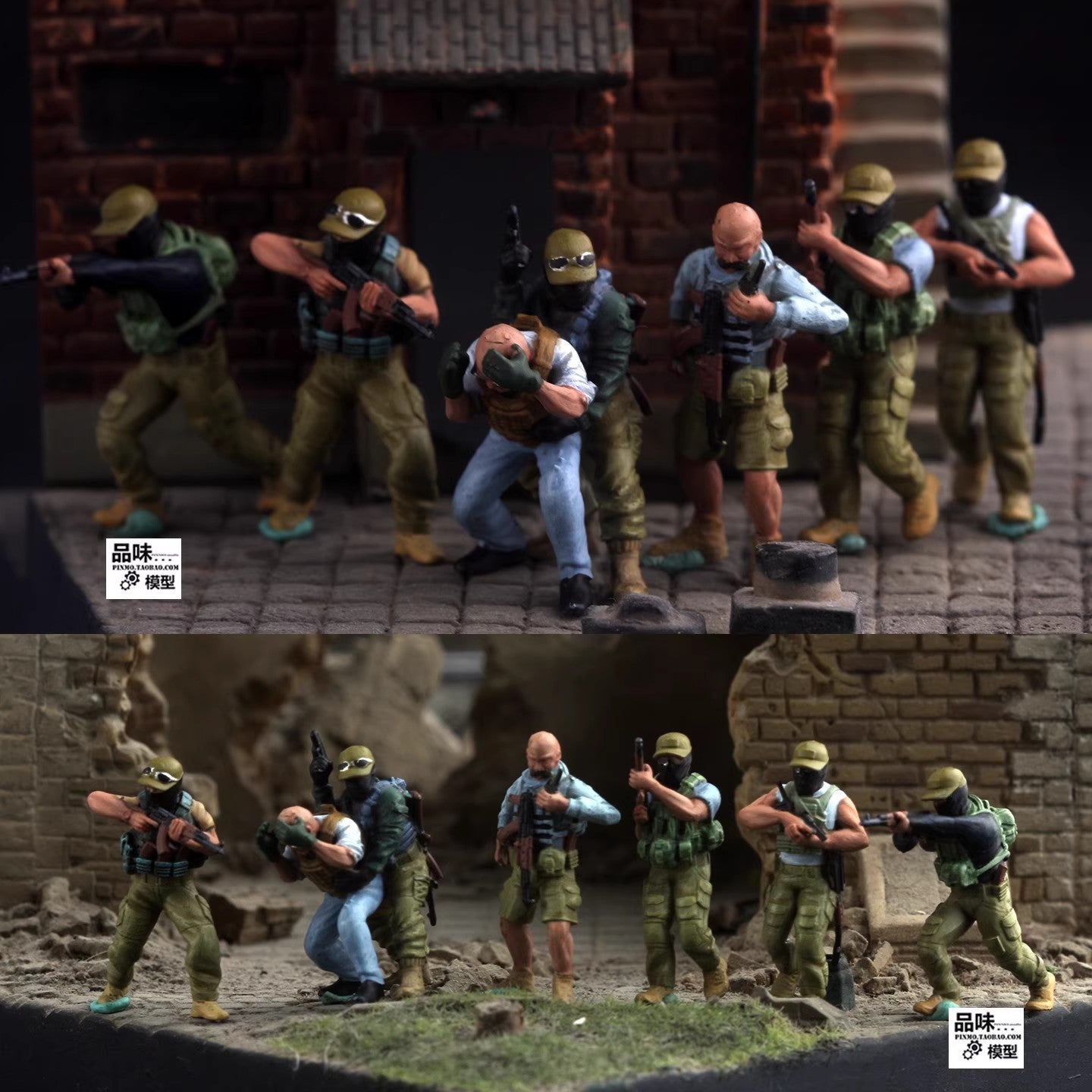 Homemade 1/72 Russian Wagner 7-Persons Capture Special Operations Team Model