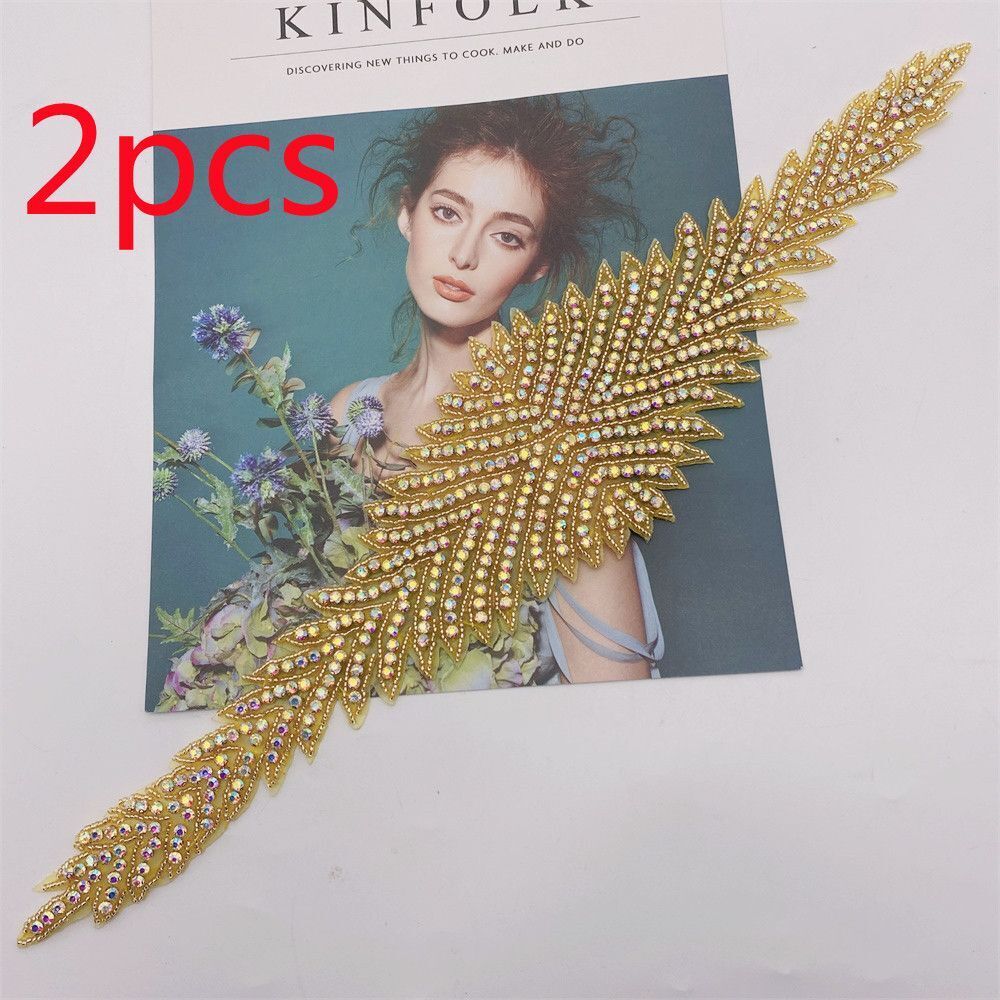 Rhinestone Patches 2-5Pcs Crystal Beaded Iron On Bridal Wedding Dress Decoration