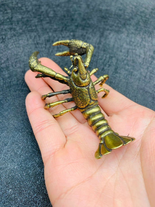 Brass Statue Lobster Office Desk Decorative Tea Pet Gifts Collection