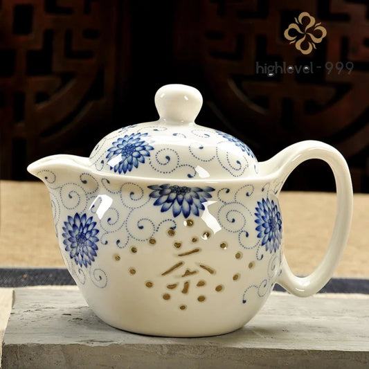 Retro Kung Fu Ceramic Teapot with Strainer 350ml 11.8oz Handmade Kungfu Tea Set
