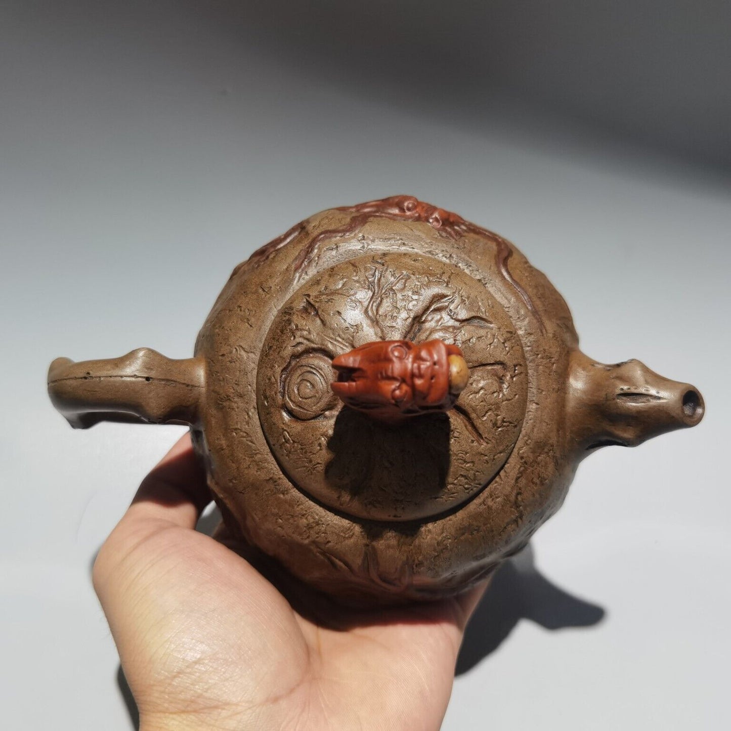 Vintage Chinese Yixing Purple Clay Teapot Zisha Ceramic Carving Dragon Tea Set