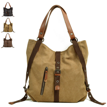 Vintage Convertible Canvas Tab-Over Tote Shoulder Purse Backpack Day bag Bucket