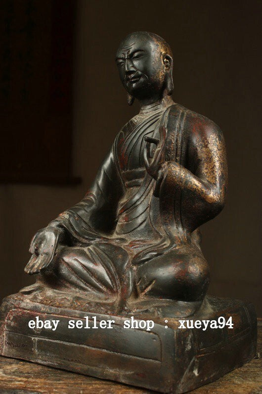 9.4" Old Tibet Buddhism Bronze Gilt Je Tsongkhapa Lama Guru Master Buddha Statue