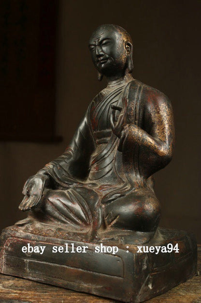 9.4" Old Tibet Buddhism Bronze Gilt Je Tsongkhapa Lama Guru Master Buddha Statue