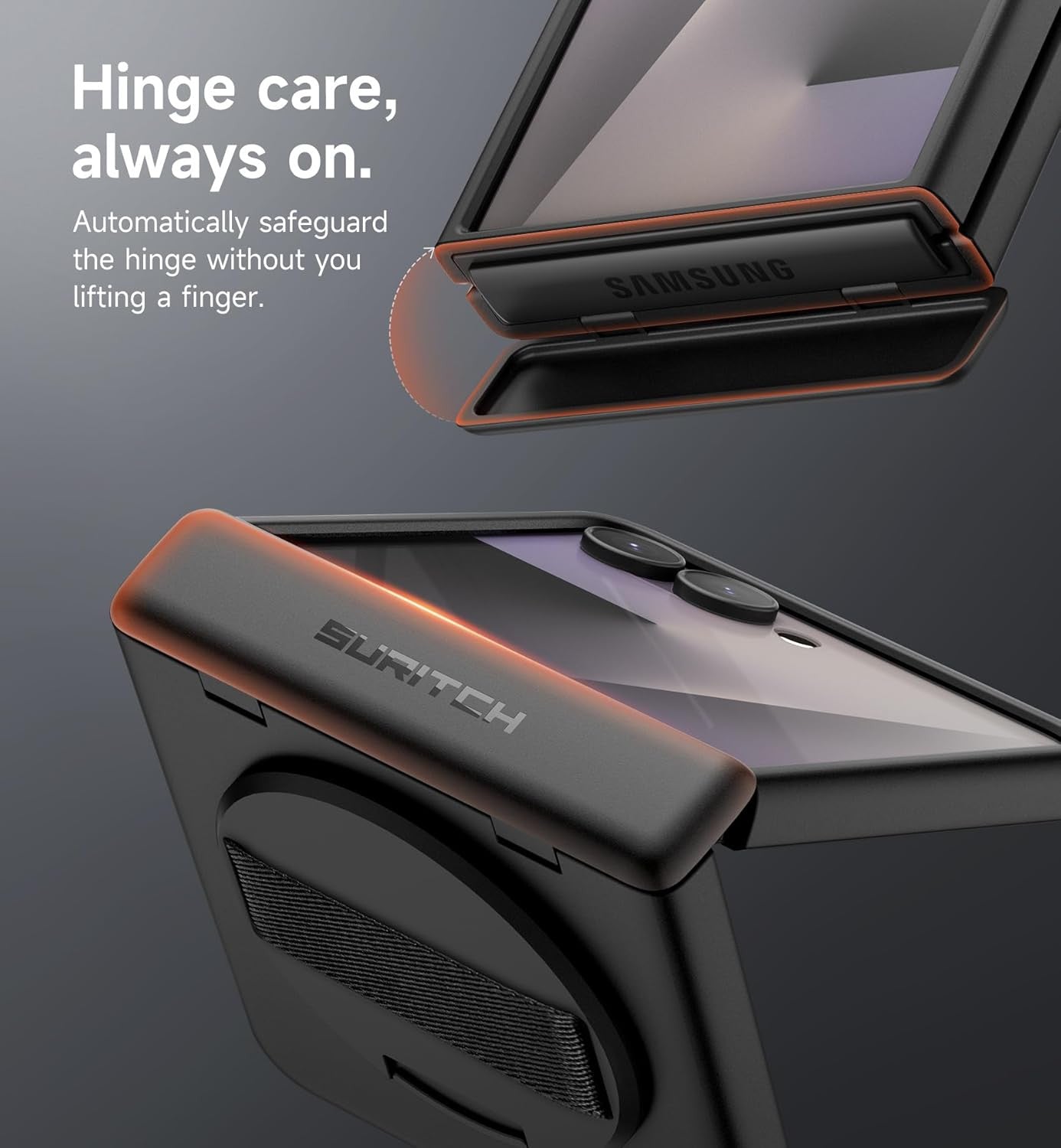 for Samsung Galaxy Z Flip7 Case with 360° Rotatable Hand Strap Phone Grip Holder