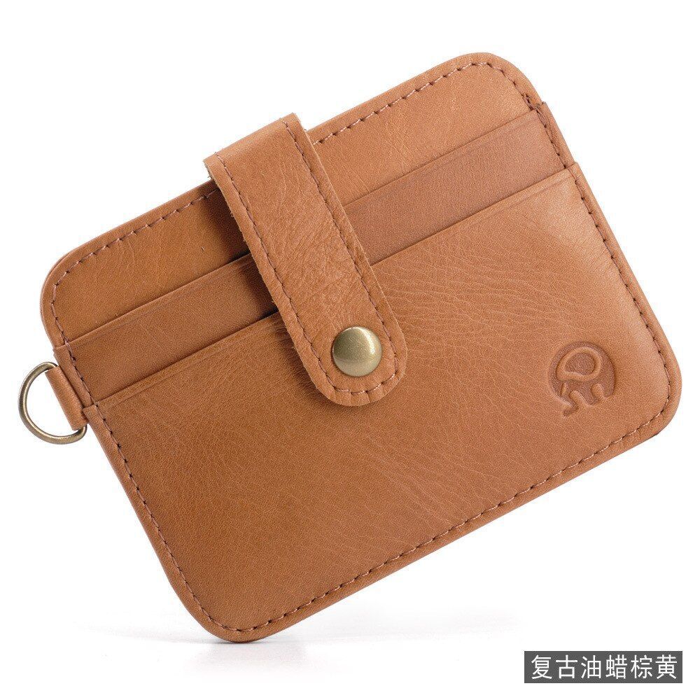 Genuine Leather Thin Wallet Credit Card Holder Key Holder Bag Cash Purse Cotton