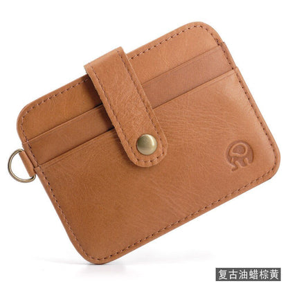 Genuine Leather Thin Wallet Credit Card Holder Key Holder Bag Cash Purse Cotton