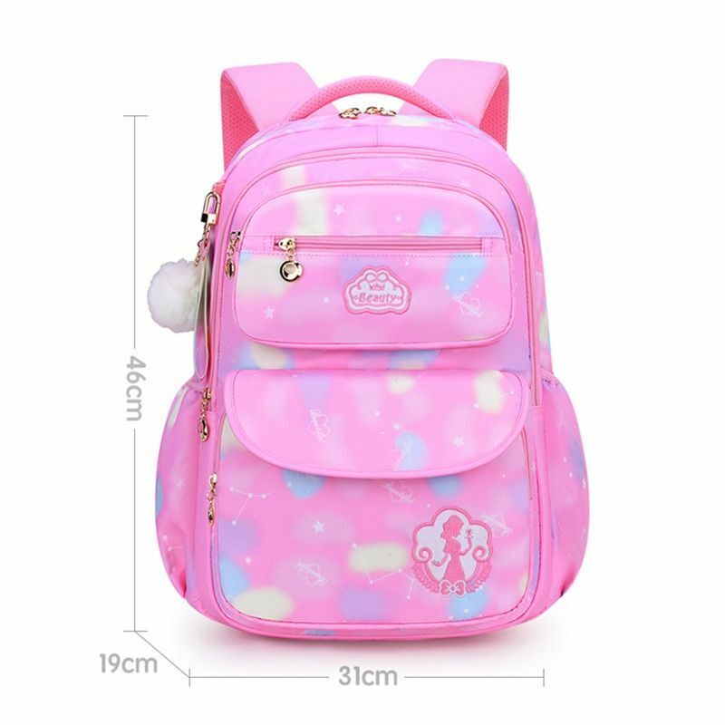 School Bags Girls Children Primary Backpack Kids Book Princess Schoolbag Zipper