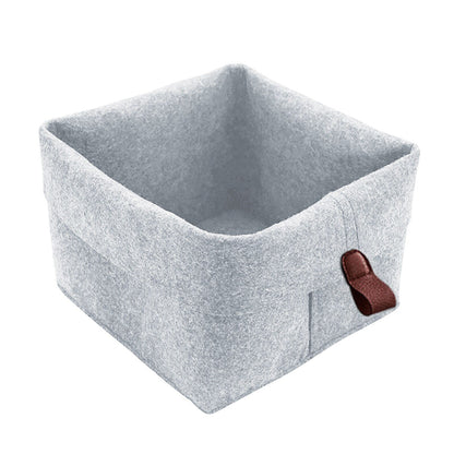 1pc Living Room Tea Table Gray Sundries Storage Basket Cloth Felt Storage Box