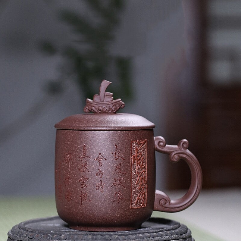Full Handmade Office Cup With Handle Lid Health Care Real Yixing Zisha Tea Mug