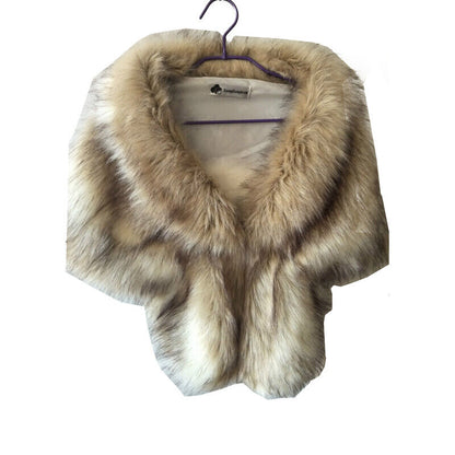 Elegant High-grade Bridal Wedding Luxury Fur Long Shawl Stole Wrap Shrug Scarf