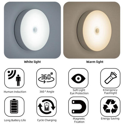 Led Motion Sensor Light USB Rechargeable PIR Wall Cabinet Stair Night Light Lamp