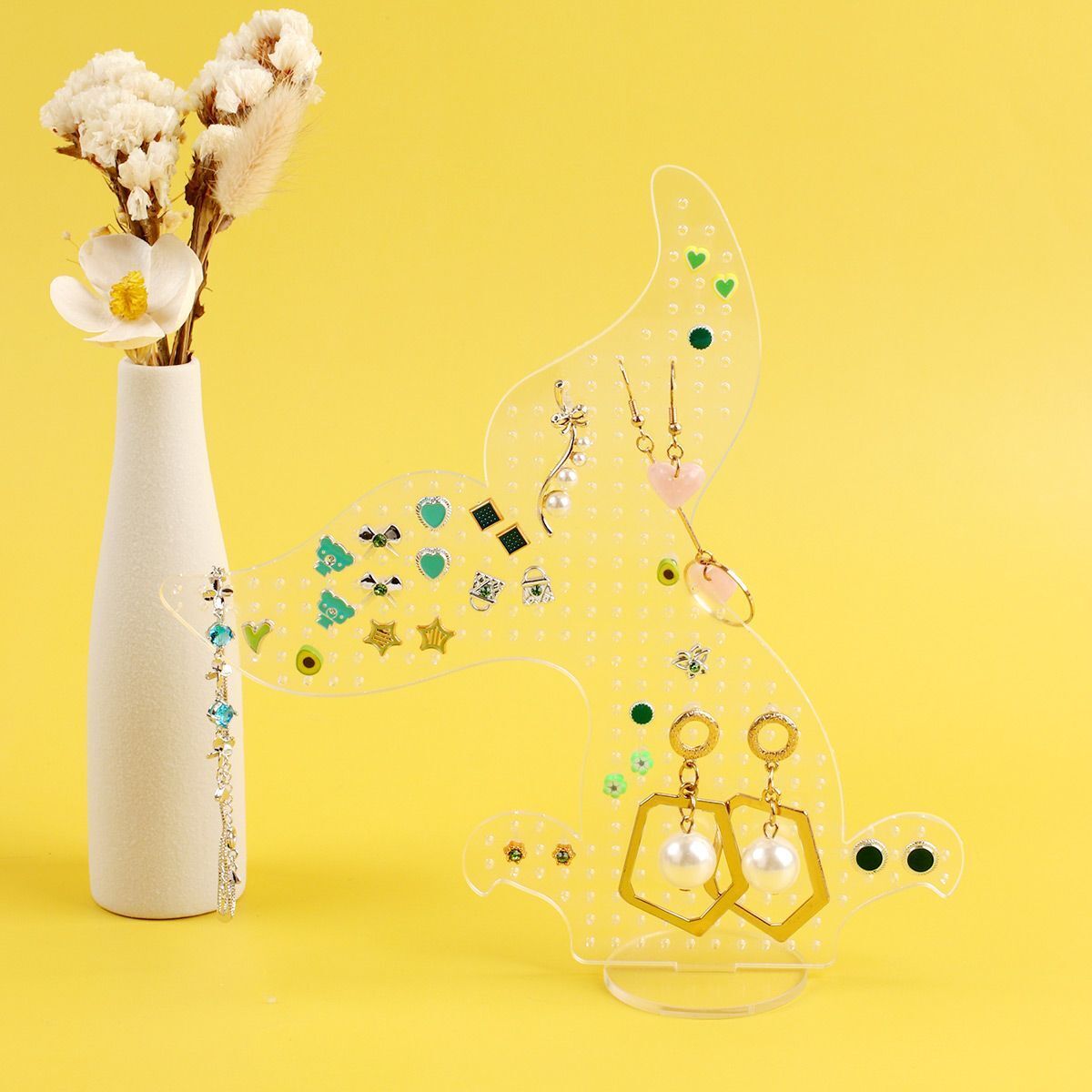 Jewelry Display Holders Heart Shaped Transparent Earrings Bracelet Storage Shelf