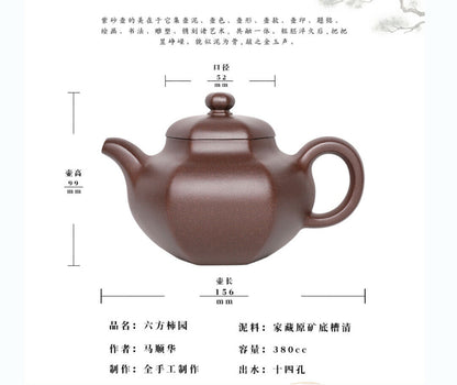 380cc Handmade Purple Sand Tea Pot in Yixing, China Di High Definition Clay Stone Source Gongfu Tea Pot-