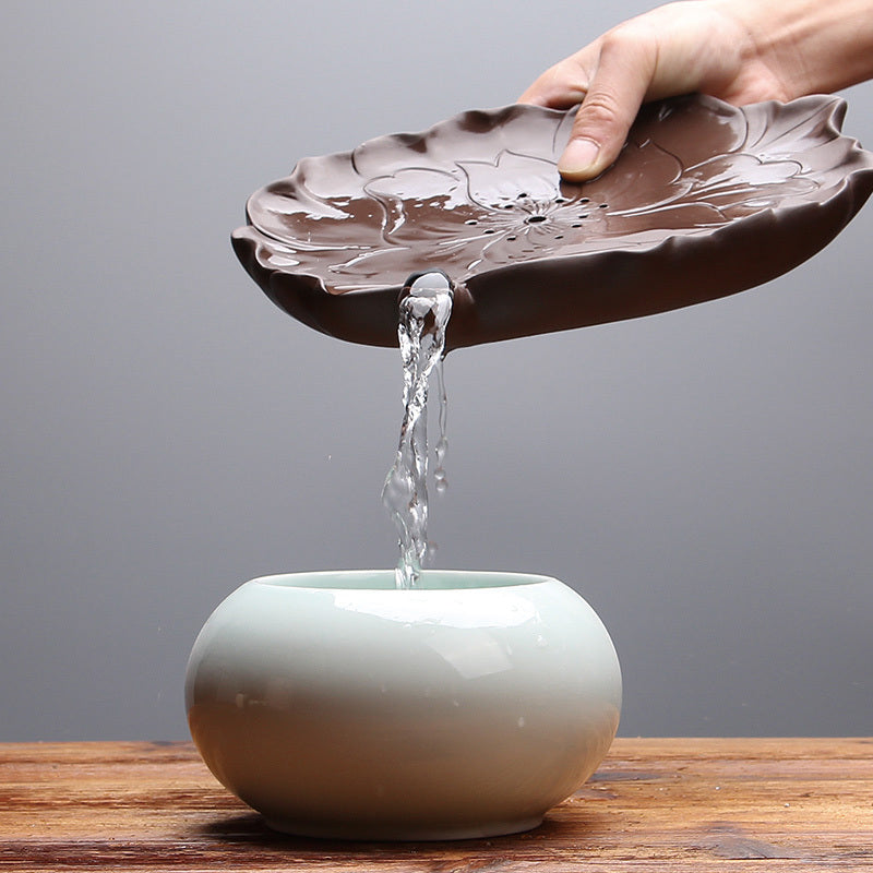 Reservoir Tea Tray Small Tea Plate Yixing Zisha Holder For Tea Set Lotus Design