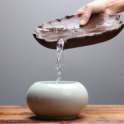 Reservoir Tea Tray Small Tea Plate Yixing Zisha Holder For Tea Set Lotus Design