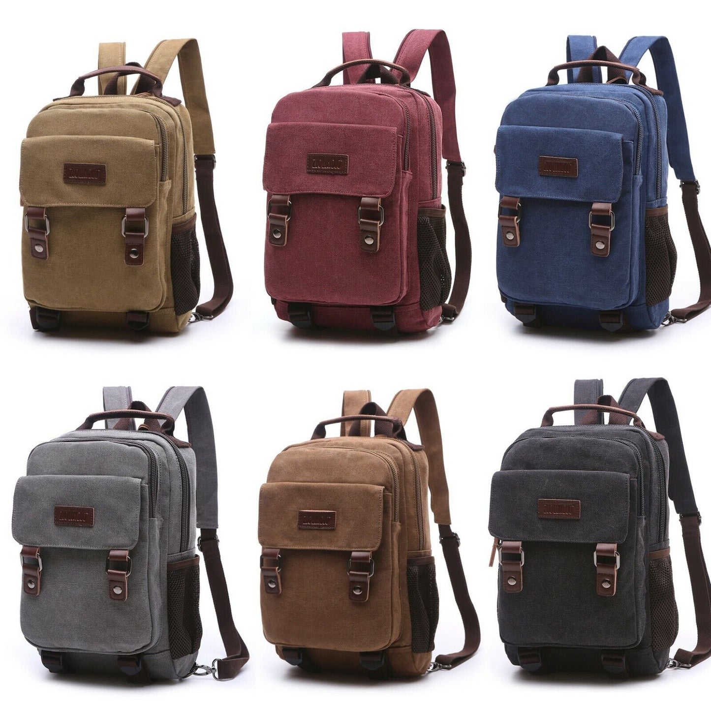 Convertible Canvas Small Mini Backpack Rucksack Chest Pack Sling Bag Travel