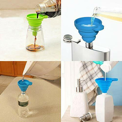 4 Pack Reusable Silicone Funnels, 2.4" Wide x 2.8" Tall, Collapsible to under 1"