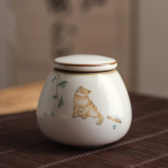 Ceramic Tea Canisters Lovely Cat Loose Tea Storage