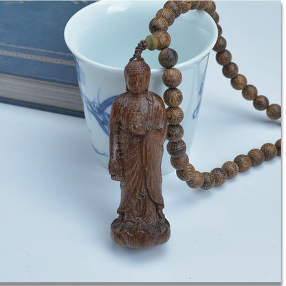 108 Beads Agarwood Bracelet White Kyara Mala Necklace Multi Layer Buddhist Gift