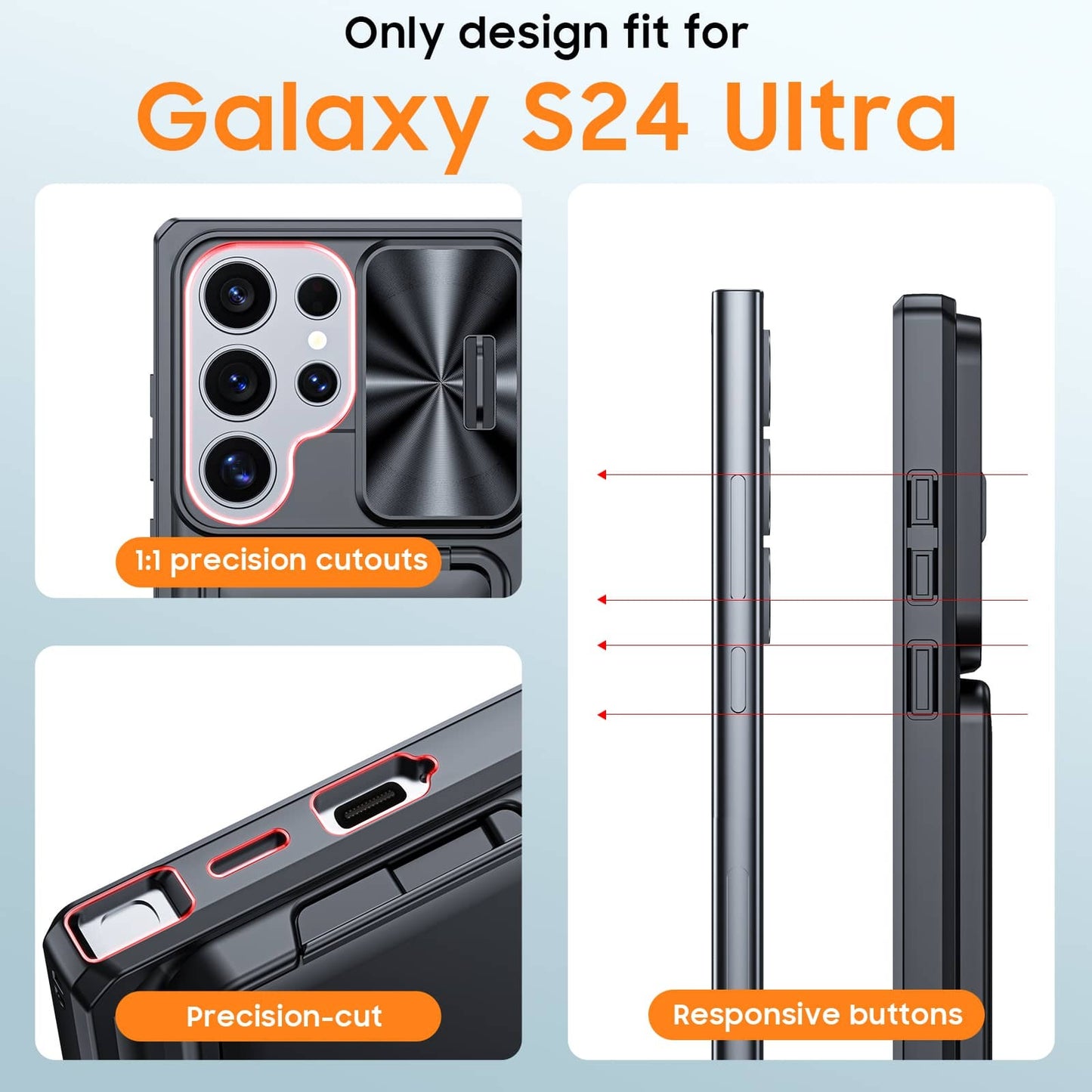 For Samsung Galaxy S24 Ultra 6.8'' Case Wallet+Wrist Strap, Built-in Card Holder