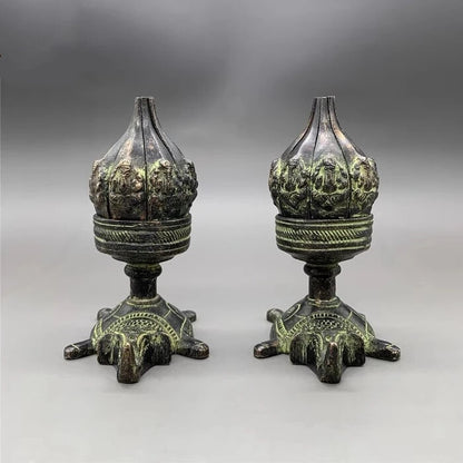 Bronze Copper Nepalese Candlestick Lotus Flower Candle Holder Collection