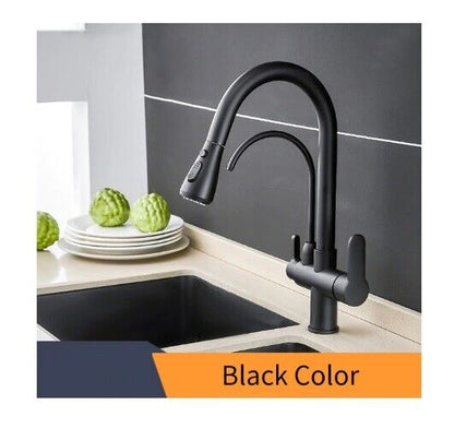 Kitchen Faucets Water Filter Taps Dual Handle Deck Mounted Three Ways Sink Mixer