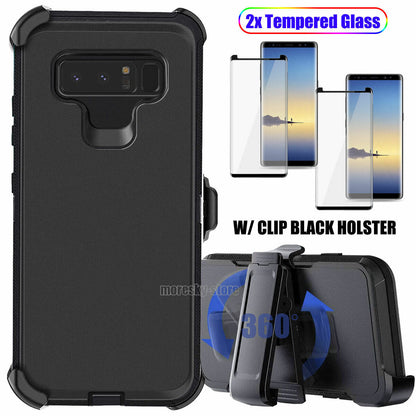 Case Clip Holster Cover,Tempered Glass Protector For Samsung Galaxy Note 8