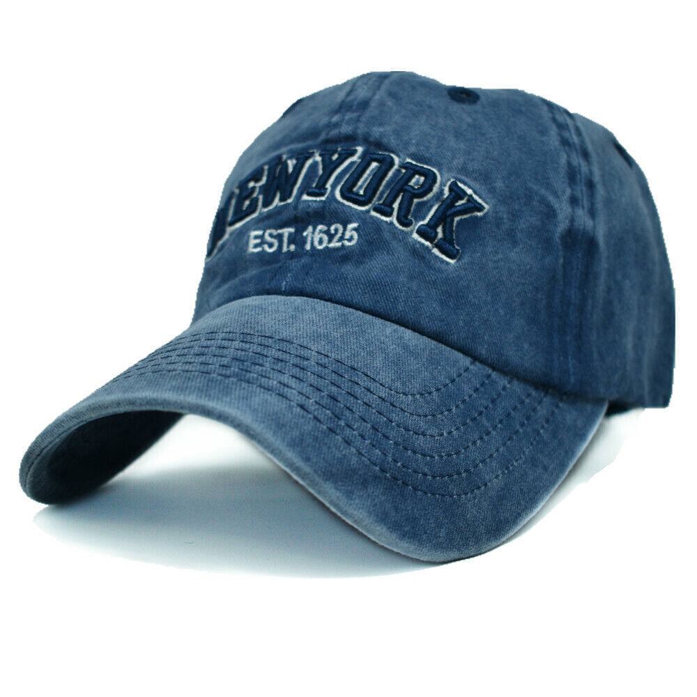 Mens Womens Washed Cotton Vintage NY Est.1625 Baseball Dad Cap Adjustable Hat
