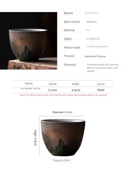 80ml Retro Gilding Ceramic Teacup Tea Tasting Cup Master Cup Kung Fu Teaware