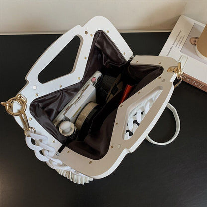 Triangle Handbag Pleated Shoulder Bag Clutch Purses Crossbody Bags 28*19*11 CM
