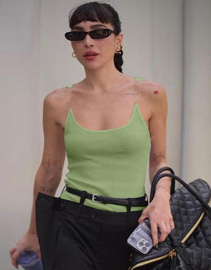 Invisible Strap Design Y/project Vest Ribbed Cami Tank Sleeveless Women Tops