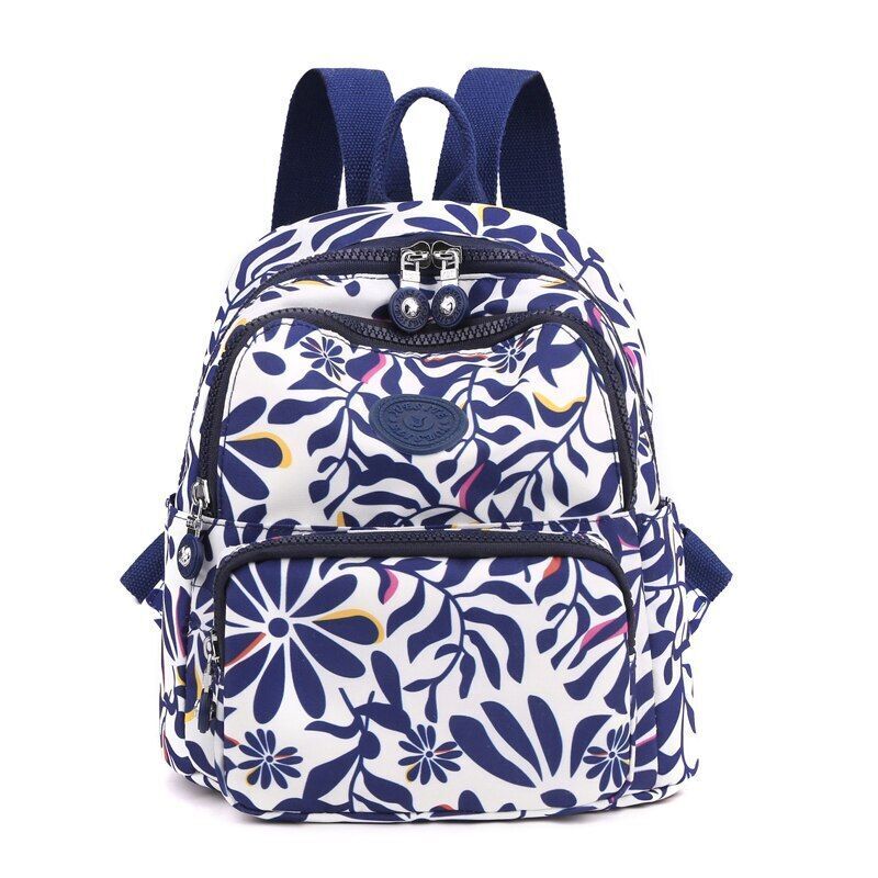 Small Backpacks Waterproof Flower Printing Shoulder School Bags Nylon Rucksack