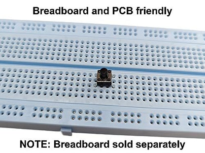 100 Pack 6mm Square Tact Momentary Switch, 3.5mm Button Height-Breadboard & PCB