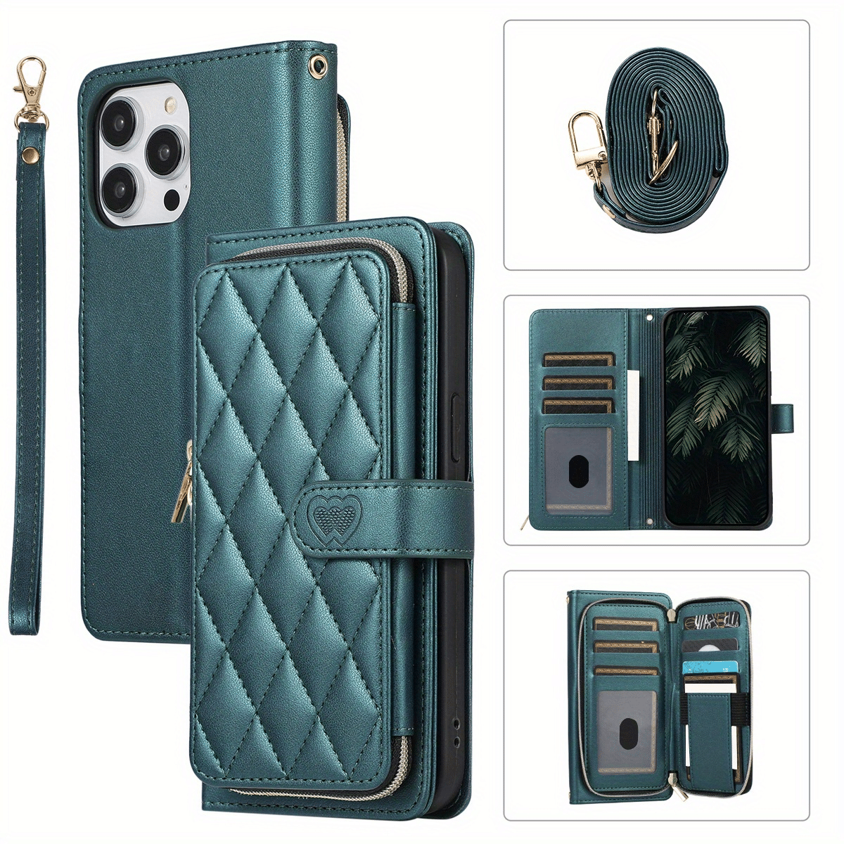 Crossbody Wallet Case for iPhone 16 15 14 13 12 11 Pro Max XR XS 7 8 Plus SE