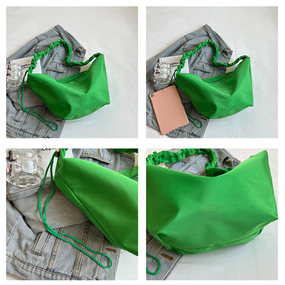 Large Capacity Messenger Bag Pleated Shoulder Strap Handbags Ruched Simple 1PCS