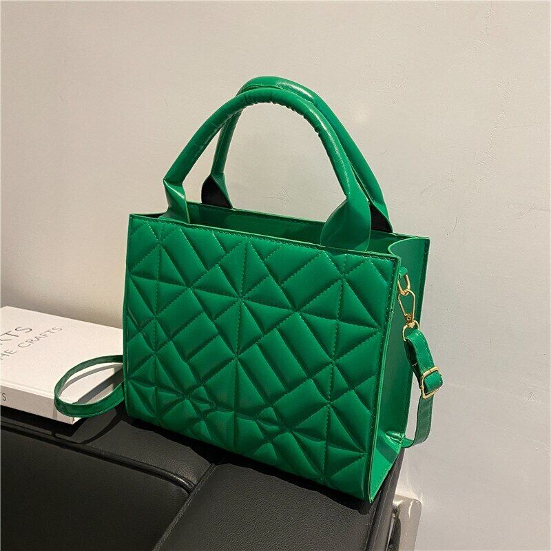 Spring Women Shoulder Bag Plaid Pu Leather Crossbody Bags Ladies Handle Bag