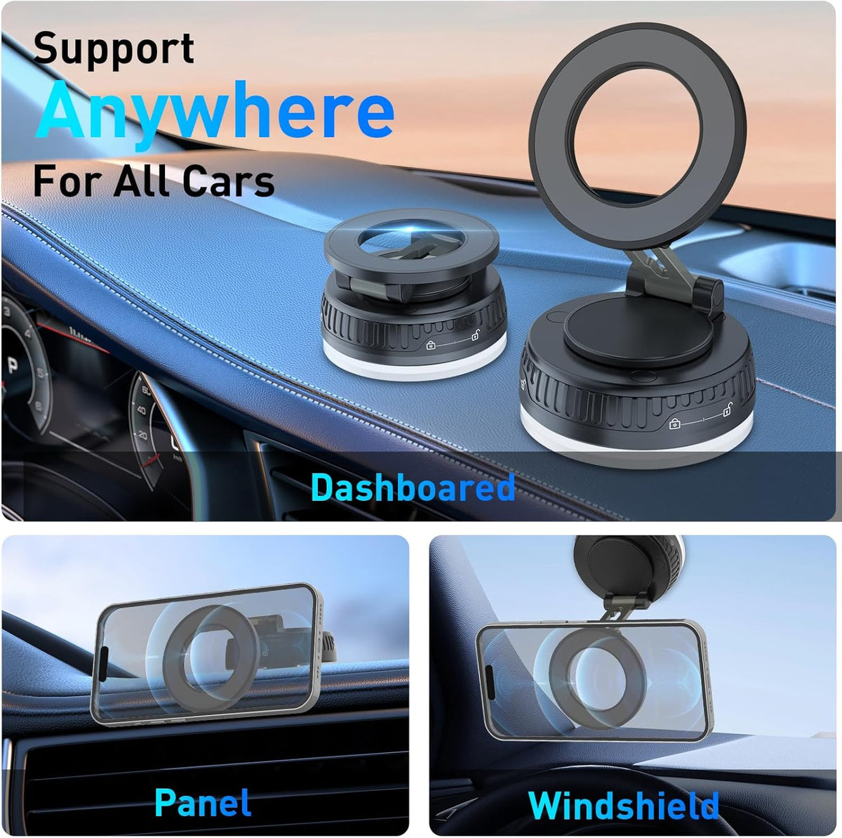 Car Phone Holder for Magsafe [Strongest Suction & Magnetic] 360° Adjustable Car