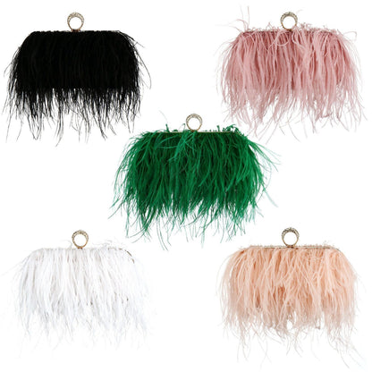 Luxury Ostrich Feather Evening Bag Shoulder Crossbody Bag Party Clutch 19*6*10CM