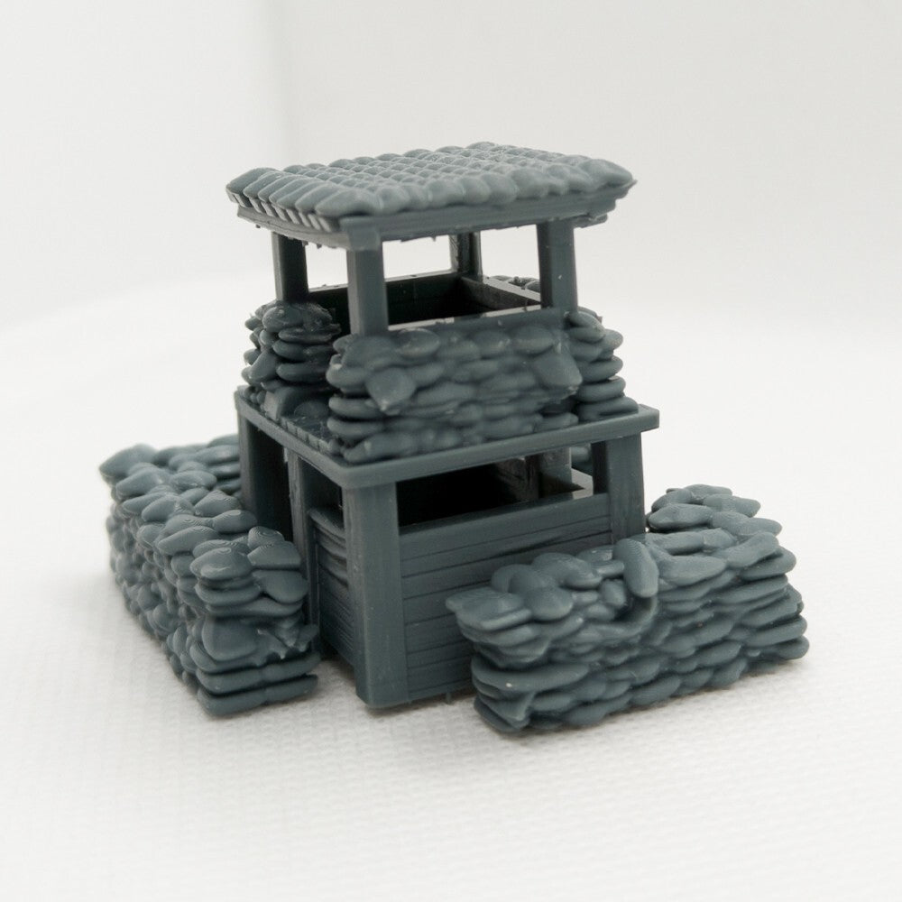 SST64123 1/64 Miniature Scene Bunker With Watchtower Sandbags Vietnam War Era