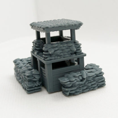 SST64123 1/64 Miniature Scene Bunker With Watchtower Sandbags Vietnam War Era