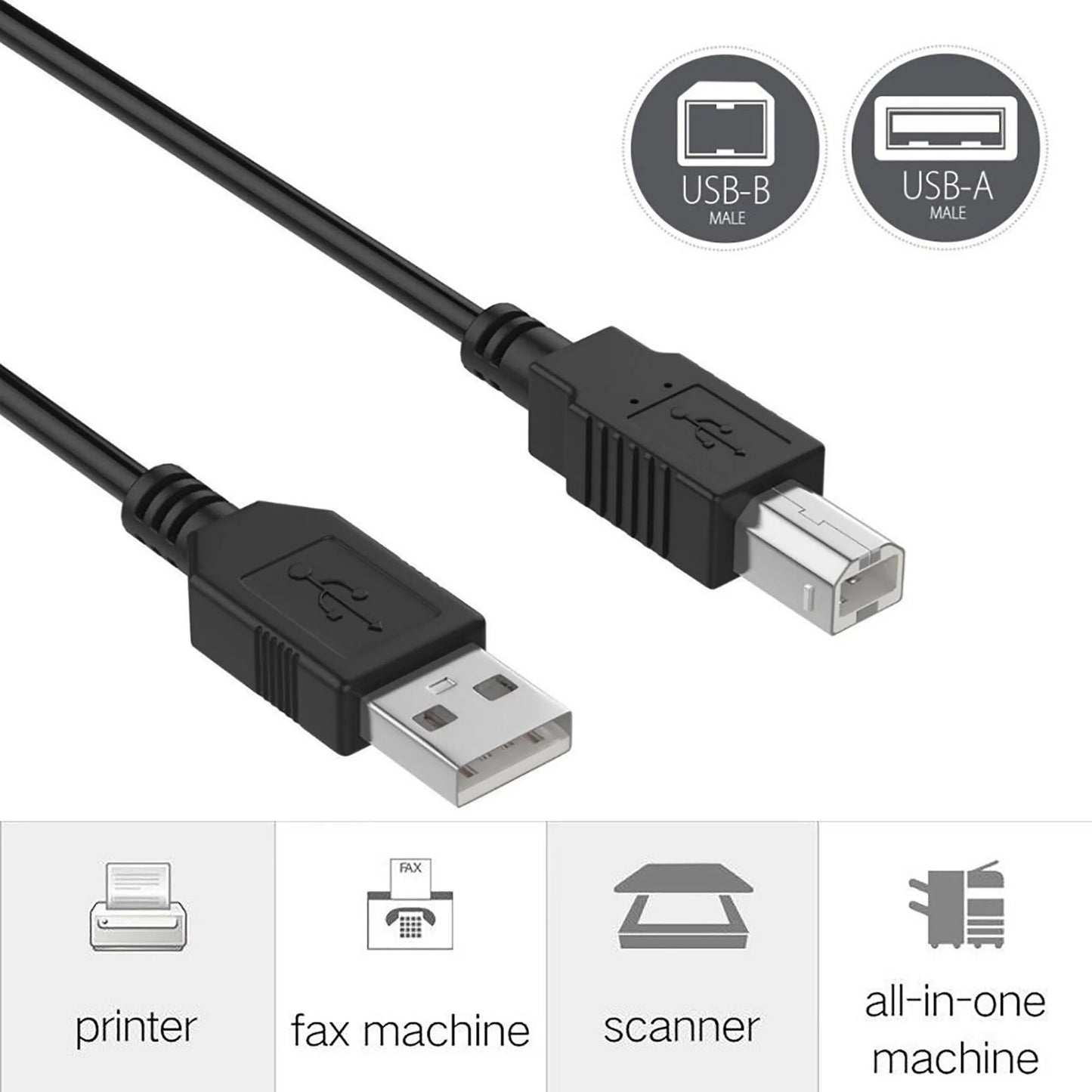 NEW USB 2.0 A TO B High Speed Printer Scanner Premium Cable Cord 1.5m Lot